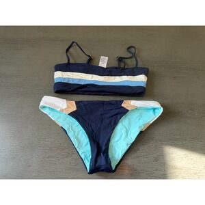 l*space Navy, Light Blue, White & Tan Colorblock Bikini Swim